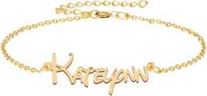 Katelynn Custom Name Bracelet Personalized Dainty Bangles Engraved Cutted Crafted Friendship Ankle Jewelry Gift for Womens