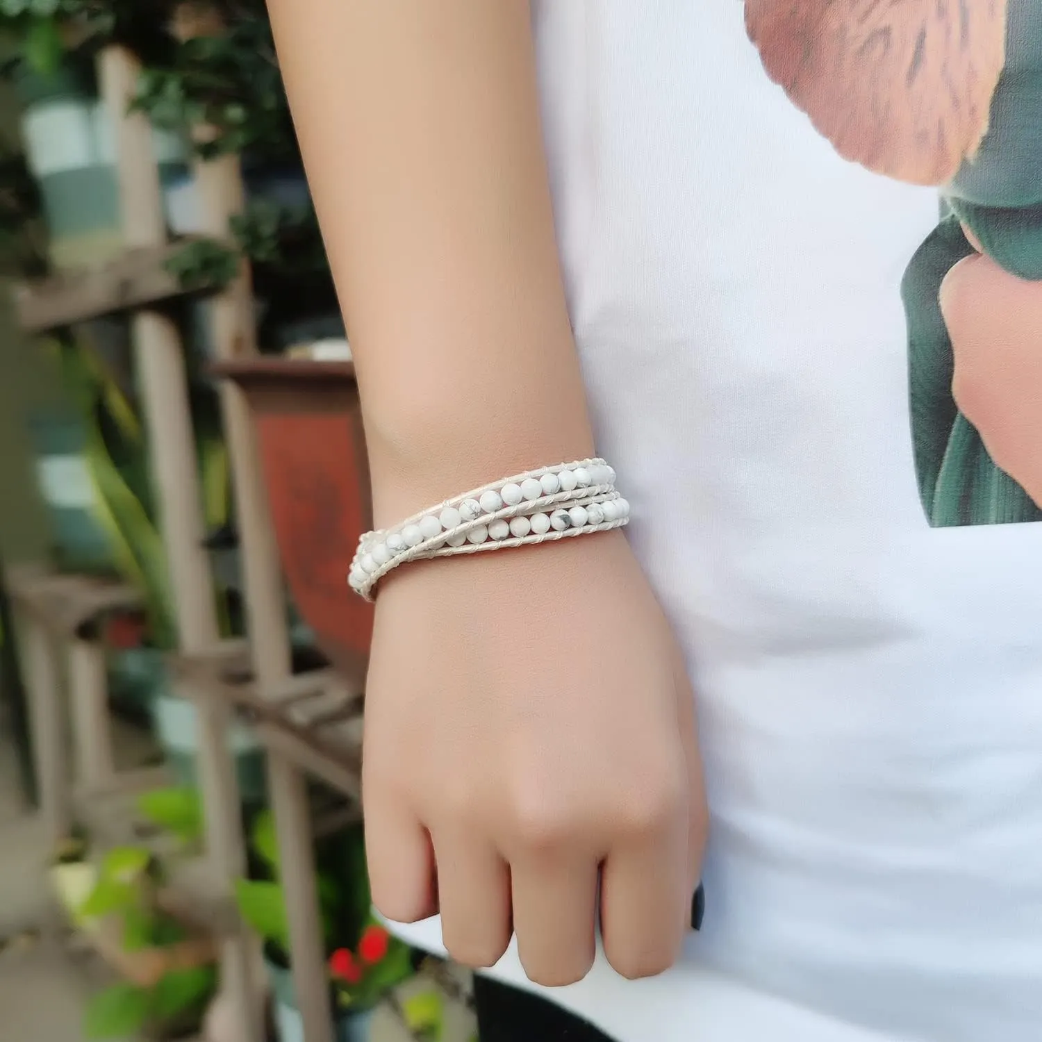 KELITCH Created Agate Crystal Gems Beads Charm 2 Wrap Bracelets Handmade Natural Leather New Jewelry