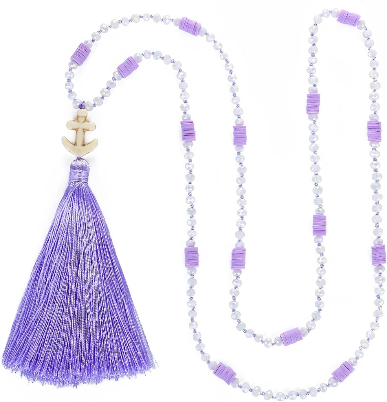 KELITCH Women Necklace Tassel Pearl Necklace Long Tassel Necklace Shining Crystal Necklace New