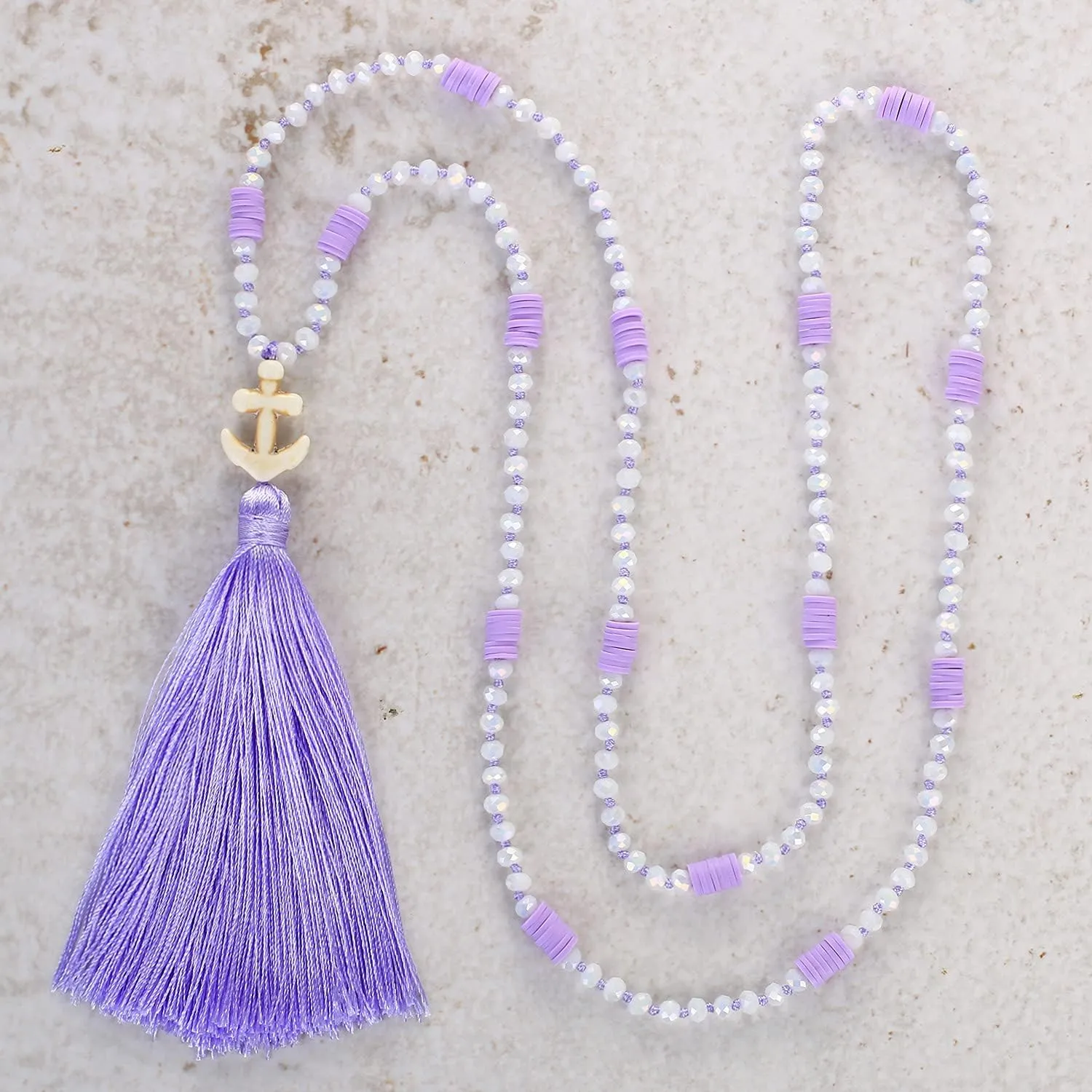 KELITCH Women Necklace Tassel Pearl Necklace Long Tassel Necklace Shining Crystal Necklace New