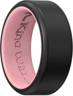 King Will Men's Silicone Wedding Bands, 8mm Comfort Fit with Unique Inner Groove Design, Rubber Engagement Rings for Daily Wear and Activities - 1/4 Variety Multipack