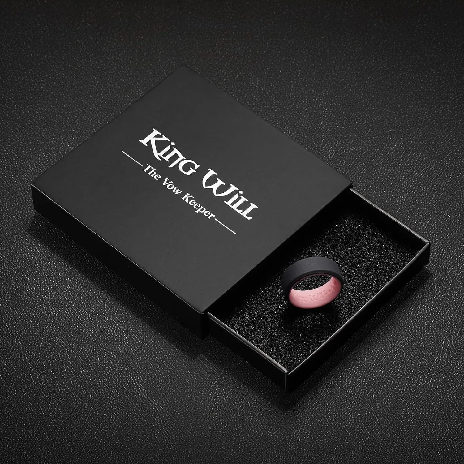 King Will Men's Silicone Wedding Bands, 8mm Comfort Fit with Unique Inner Groove Design, Rubber Engagement Rings for Daily Wear and Activities - 1/4 Variety Multipack