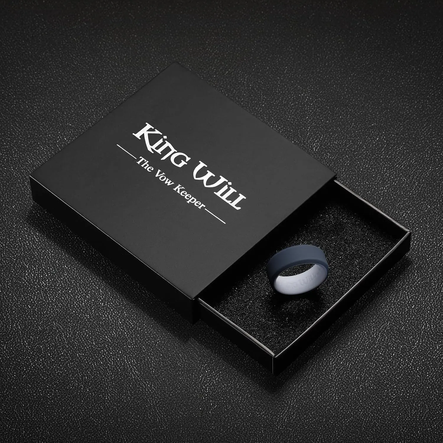 King Will Men's Silicone Wedding Bands, 8mm Comfort Fit with Unique Inner Groove Design, Rubber Engagement Rings for Daily Wear and Activities - 1/4 Variety Multipack