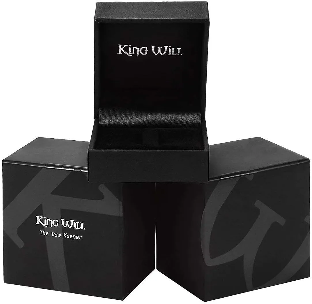 King Will Titanium Wedding Band for Men 7-8mm Black/Silver/Gold Titanium Men Ring with Koa/Maple Wood Inlay, Wooden Wedding Ring for Men Women Comfort Fit Size 6-14