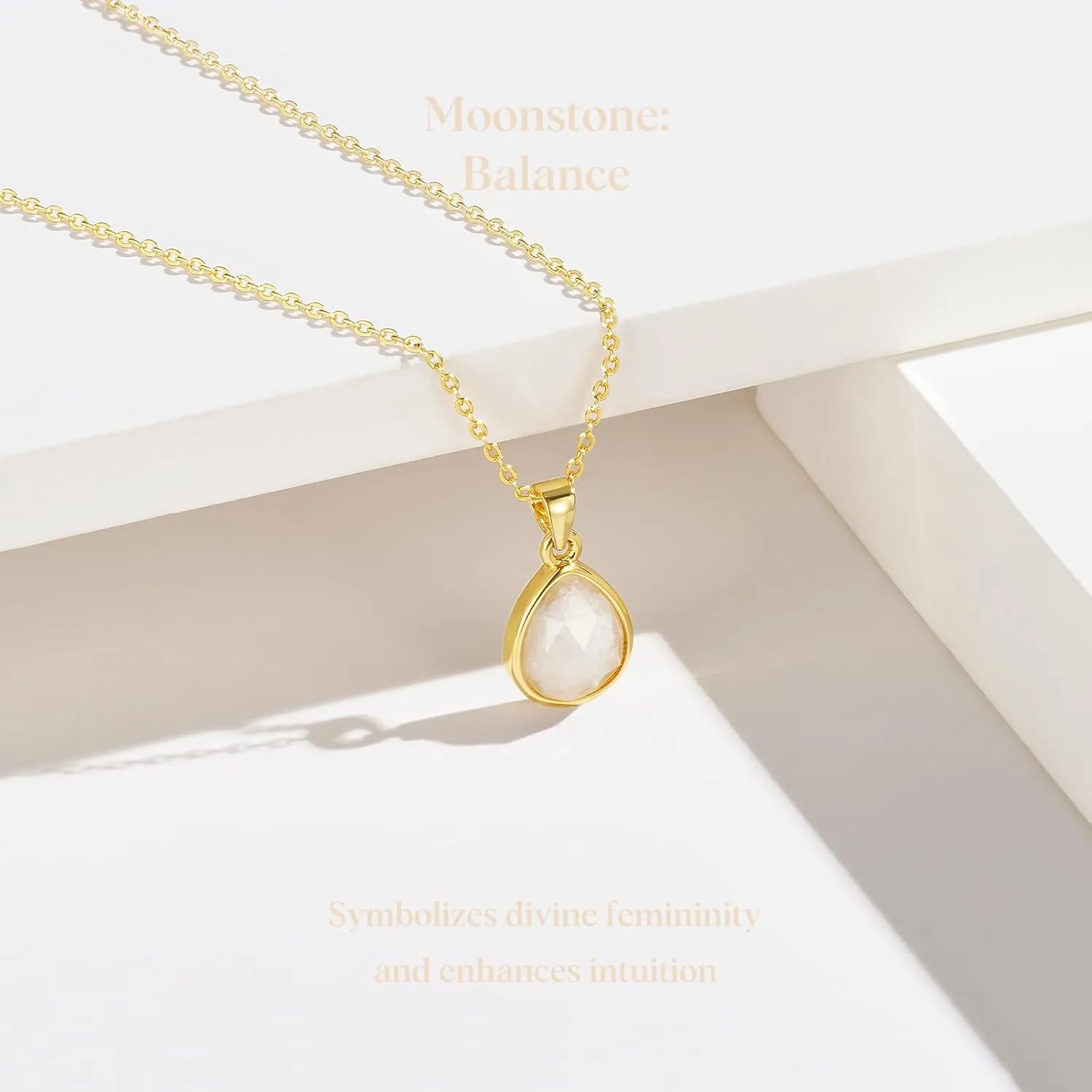 KissYan Gemstone Necklace for Women, 14K Gold Plated Crystal Teardrop Pendant Choker Natural Healing Stone Jewelry Gift