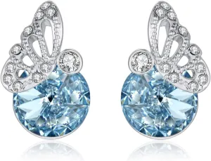 Kruckel Butterfly Earrings - Stunning Brilliant-cut Sparkly Clear Austrian Crystals, Sterling Silver Jewelry for Women, Easy - Wear Fashion Design Accesory Packed with Durable Jewelry Box