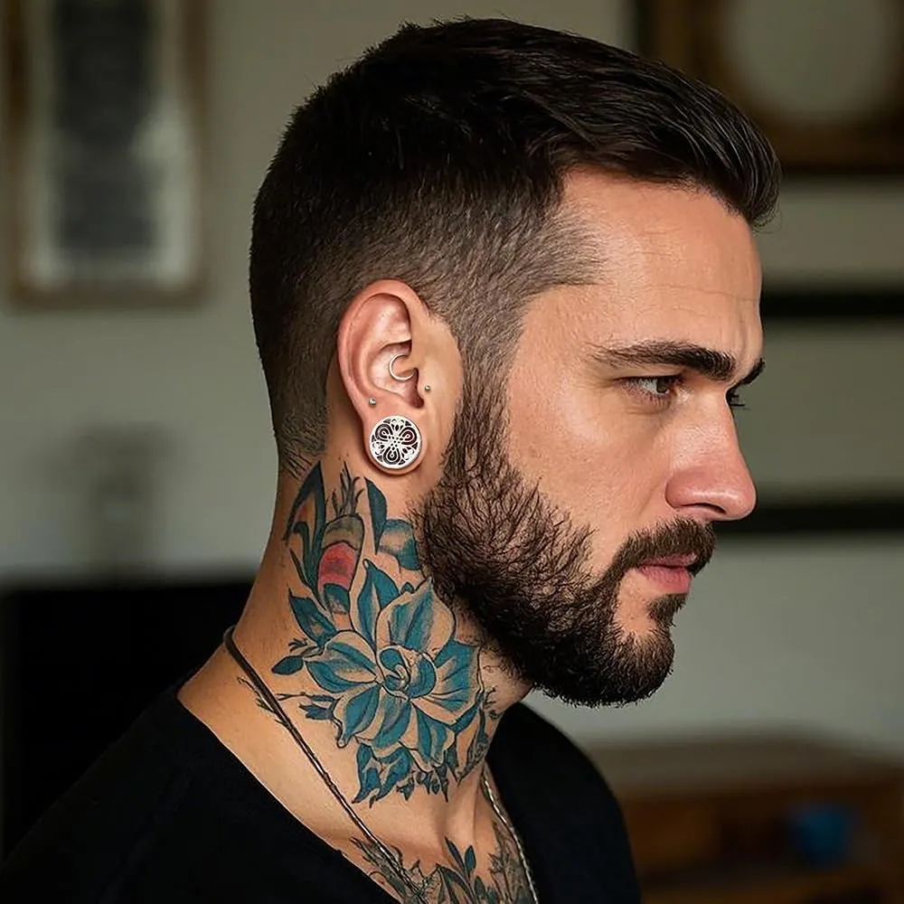 LADEMAYH Screw Back Ear Expander Plugs Gauges for Ears, Celtic Knotwork Design Ear Tunnels for Men, Women Hypoallergenic Surgical Stainless Steel 316L Stretched Ears Body Jewelry
