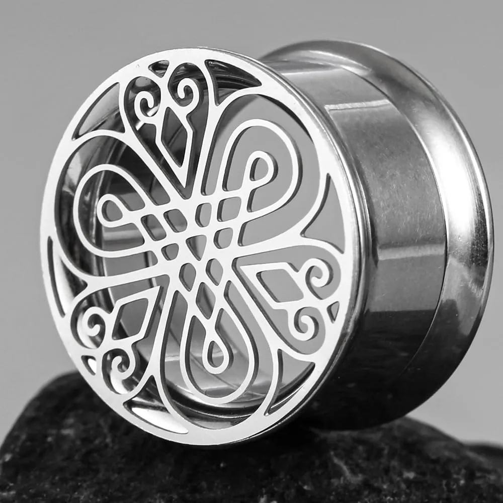 LADEMAYH Screw Back Ear Expander Plugs Gauges for Ears, Celtic Knotwork Design Ear Tunnels for Men, Women Hypoallergenic Surgical Stainless Steel 316L Stretched Ears Body Jewelry
