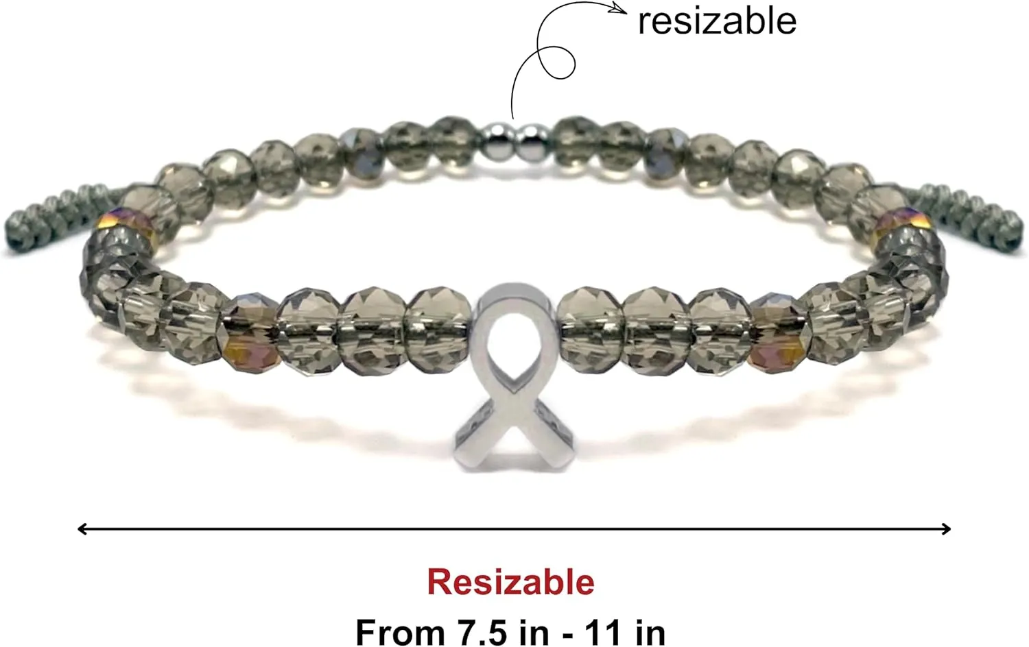 LAMIBEE Bracelet For A Cause, Crystal Bead Bracelet, Awareness Ribbon Bangle Bracelets, Wristbands for Awareness, Protection Surfer String Bracelet for Men, Women
