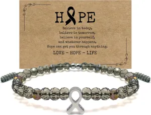 LAMIBEE Bracelet For A Cause, Crystal Bead Bracelet, Awareness Ribbon Bangle Bracelets, Wristbands for Awareness, Protection Surfer String Bracelet for Men, Women