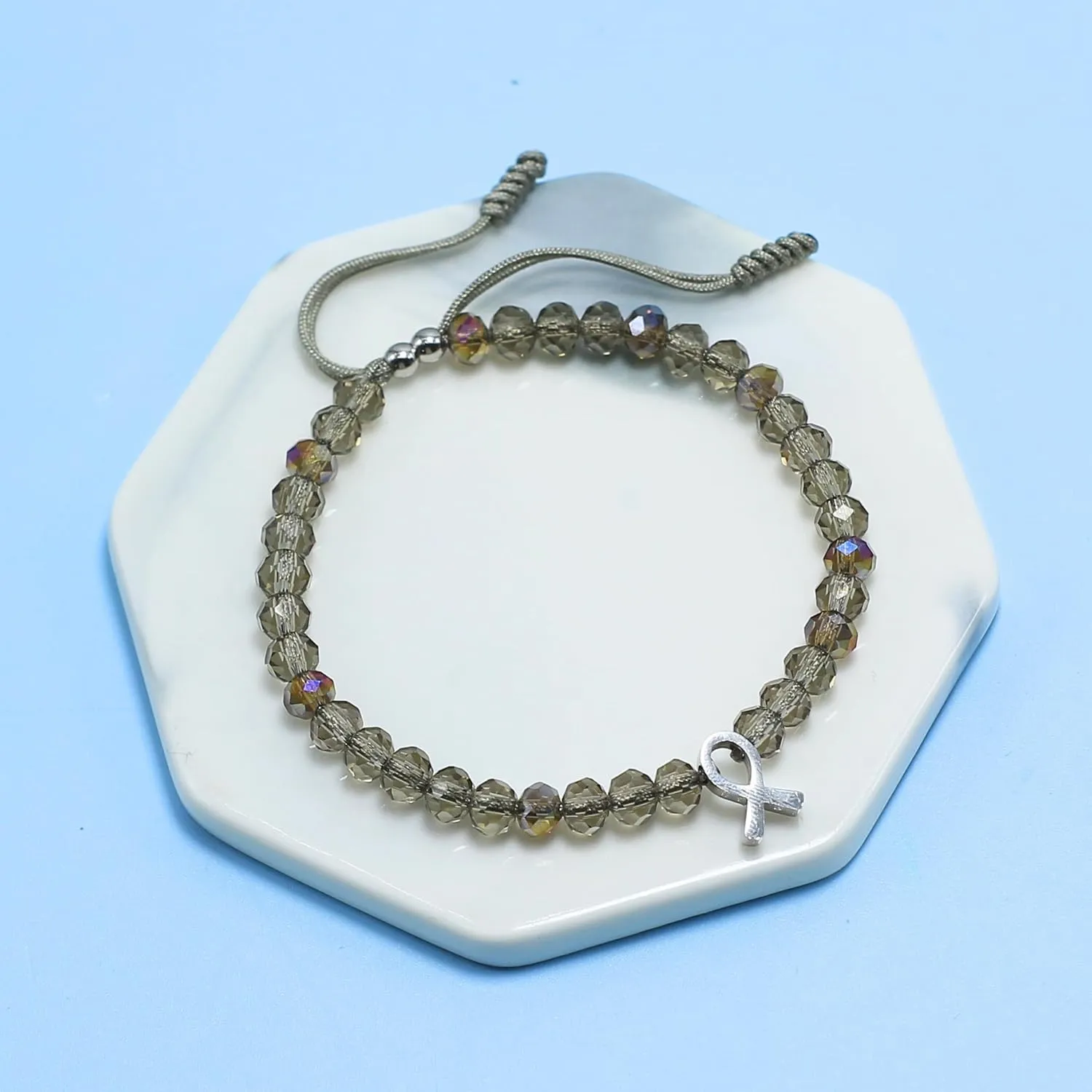 LAMIBEE Bracelet For A Cause, Crystal Bead Bracelet, Awareness Ribbon Bangle Bracelets, Wristbands for Awareness, Protection Surfer String Bracelet for Men, Women