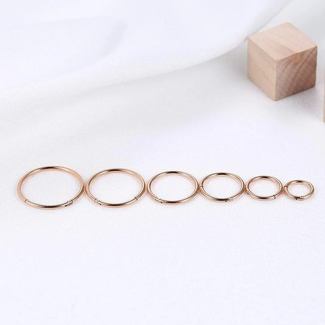 Lantine 16g 18g 20g Nose Rings Hoops Grade 23 Titanium Black Hinged Septum Rings Seamless Clicker Sleeper Cartilage Daith Tragus Helix Piercing Hoop Earrings