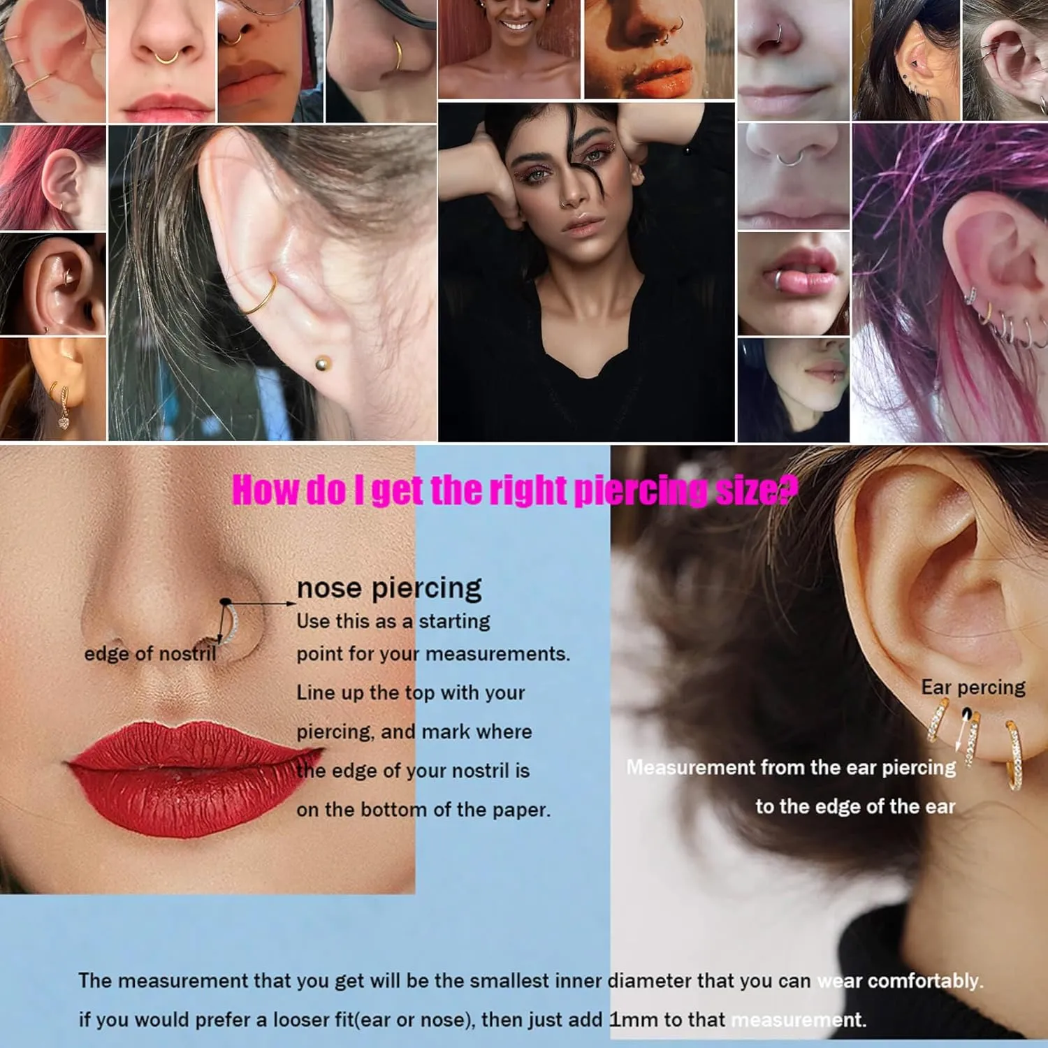 Lantine 16g 18g 20g Nose Rings Hoops Grade 23 Titanium Black Hinged Septum Rings Seamless Clicker Sleeper Cartilage Daith Tragus Helix Piercing Hoop Earrings
