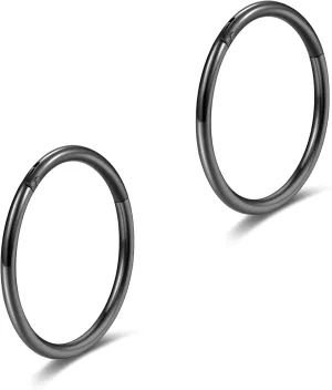 Lantine 16g 18g 20g Nose Rings Hoops Grade 23 Titanium Black Hinged Septum Rings Seamless Clicker Sleeper Cartilage Daith Tragus Helix Piercing Hoop Earrings