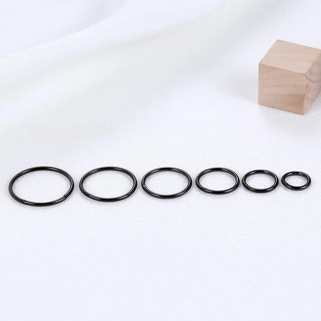 Lantine 16g 18g 20g Nose Rings Hoops Grade 23 Titanium Black Hinged Septum Rings Seamless Clicker Sleeper Cartilage Daith Tragus Helix Piercing Hoop Earrings