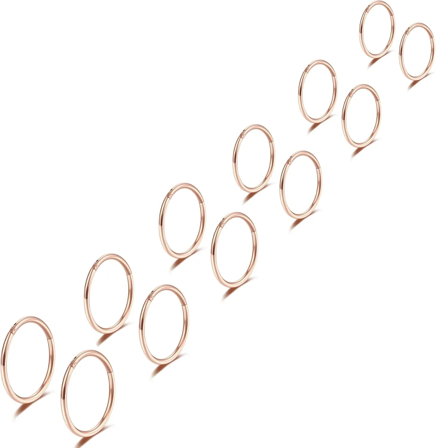 Lantine 6-12Pcs 18g 20g Nose Rings for Women Men 316L Surgical Steel 16g Septum Ring Cute Tiny Cartilage Helix Conch Daith Tragus Earrings 6-16mm Set