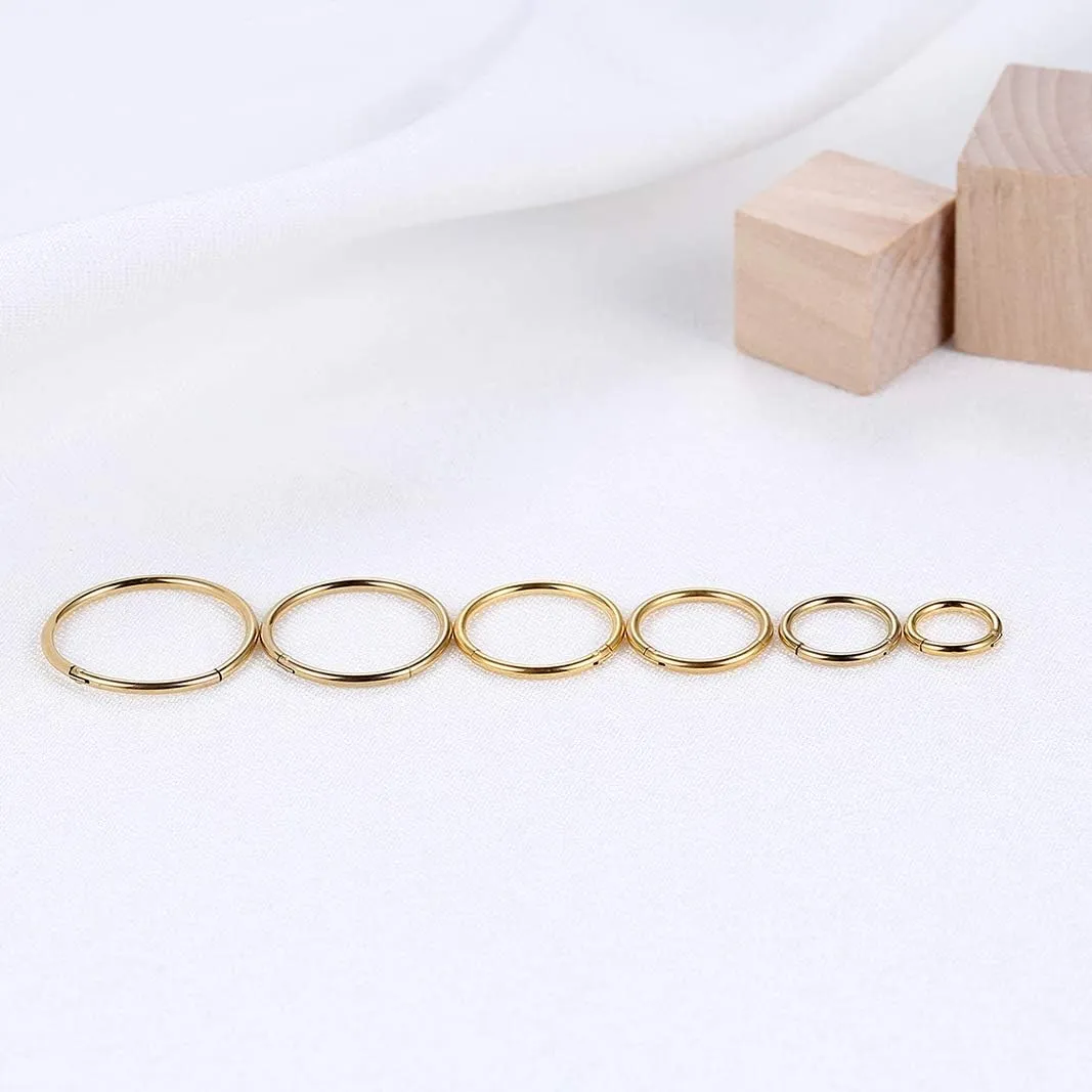 Lantine 6-12Pcs 18g 20g Nose Rings for Women Men 316L Surgical Steel 16g Septum Ring Cute Tiny Cartilage Helix Conch Daith Tragus Earrings 6-16mm Set