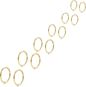 Lantine 6-12Pcs 18g 20g Nose Rings for Women Men 316L Surgical Steel 16g Septum Ring Cute Tiny Cartilage Helix Conch Daith Tragus Earrings 6-16mm Set