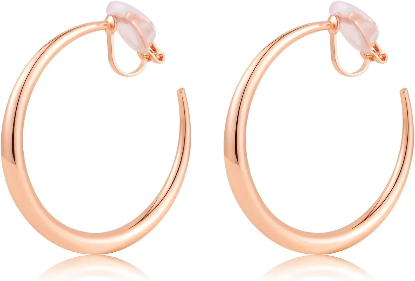LAXPICOL Chunky Gold/Silver/Rose-gold Hoop Earrings Clip On Earrings For Women No-piercing