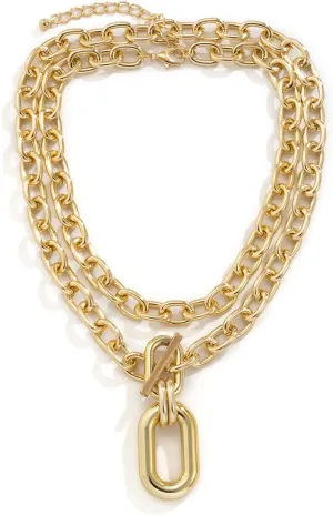 Layered Chunky Gold Necklace for Women  Paperclip Necklace Design, Alloy & Resin Material, Gifts for Best Friends, Sisters, or Girlfriends  Elegant Layered Necklace Chain
