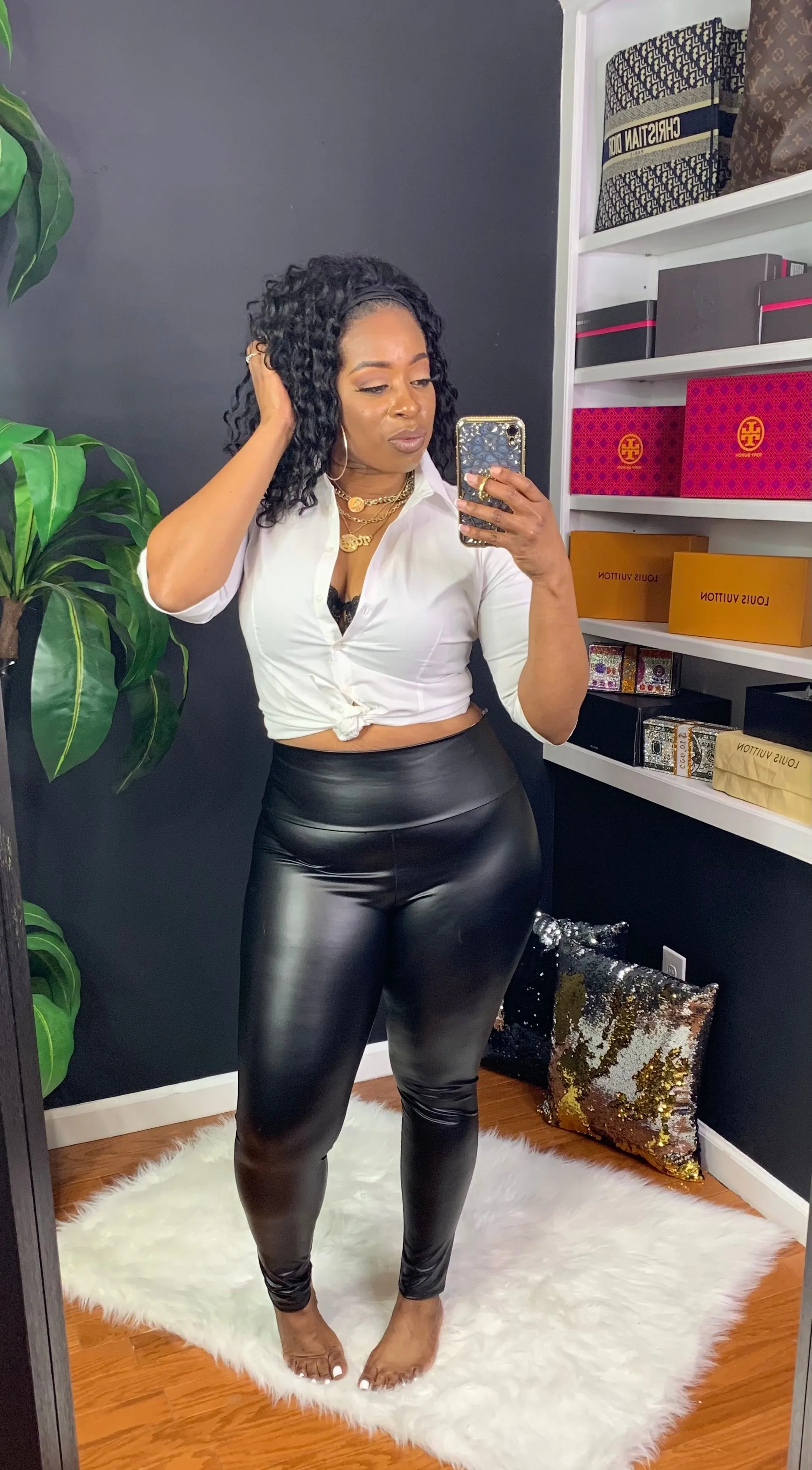 LEATHA Leather Leggings (Black)