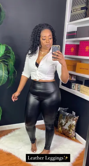 LEATHA Leather Leggings (Black)