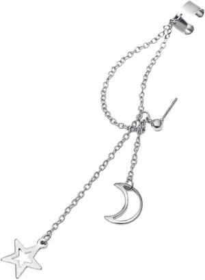 Long Chain Tassel Dangle Earrings for Women Artistic Ear Cuff Jewelry Vintage Clip Design Stylish Non Piercing Fashion Accessory Elegant Ear Wrap