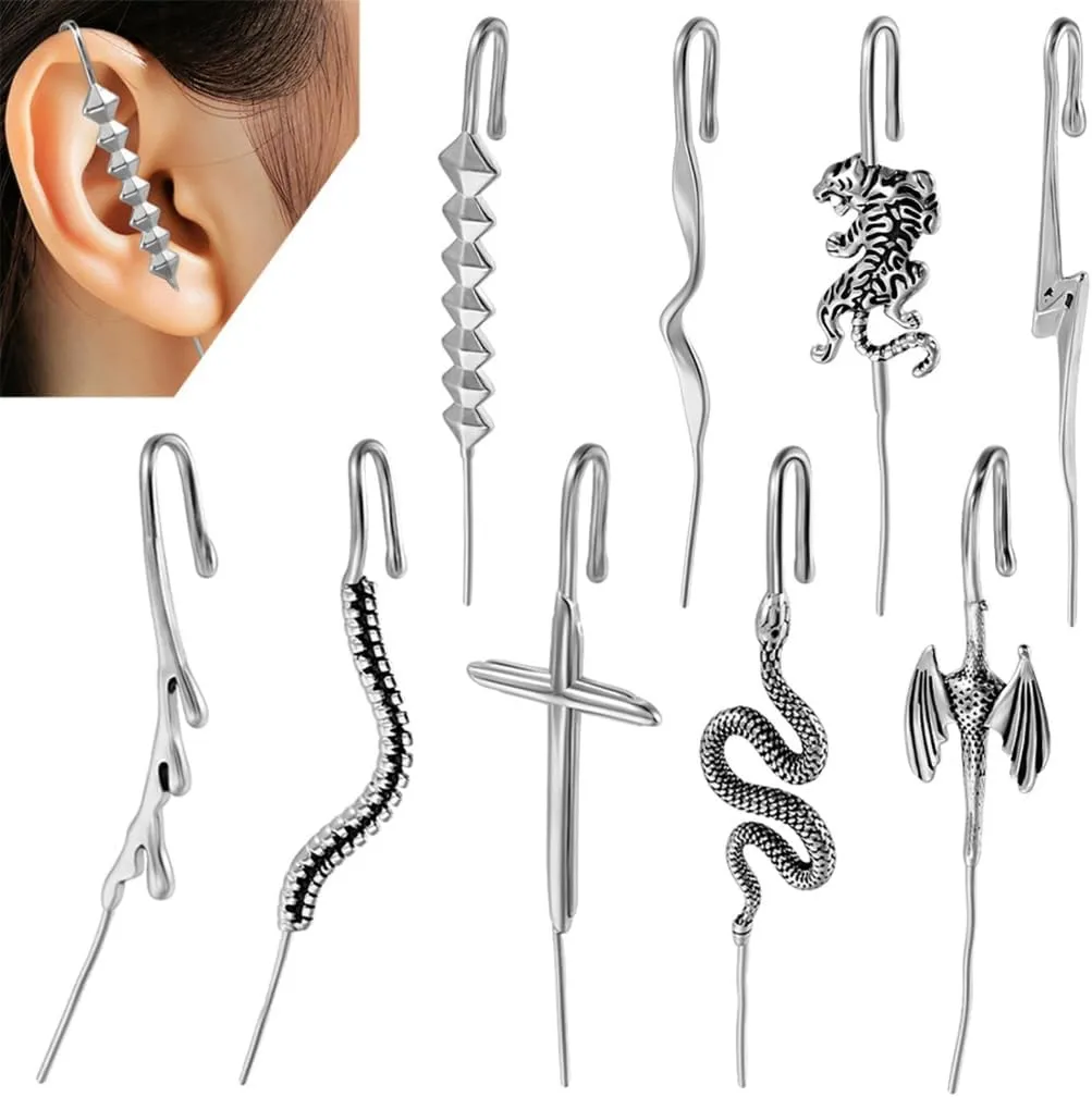 Long Lasting Ear Piercing Accessory Elegant Puncture Earrings with Unique Diagonal Designs Stylish Ear Cuff Jewelry