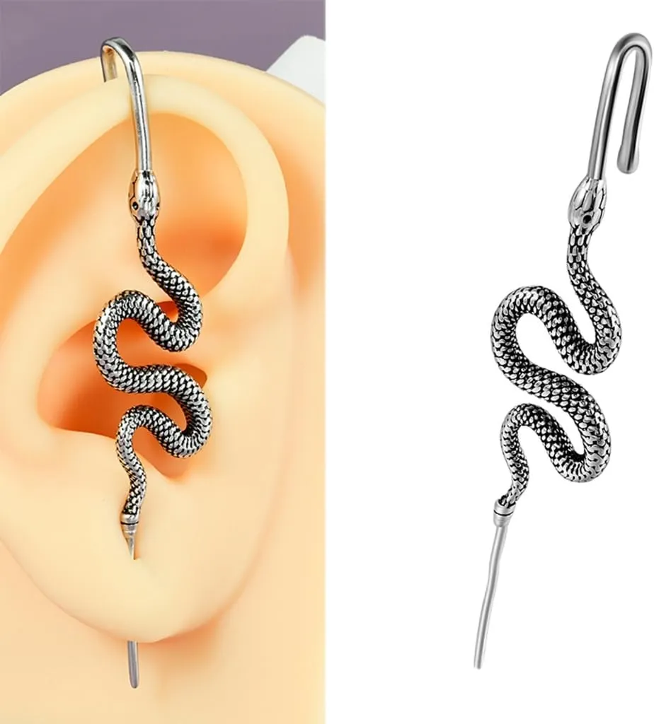 Long Lasting Ear Piercing Accessory Elegant Puncture Earrings with Unique Diagonal Designs Stylish Ear Cuff Jewelry