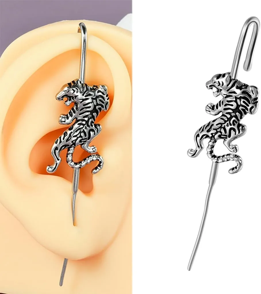 Long Lasting Ear Piercing Accessory Elegant Puncture Earrings with Unique Diagonal Designs Stylish Ear Cuff Jewelry