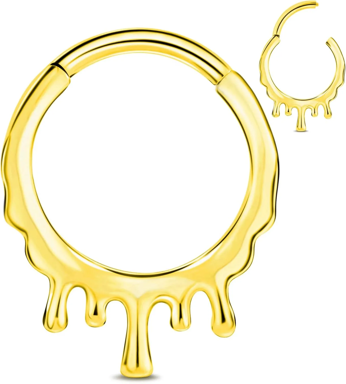 Longbeauty Septum Rings 16g Unique Septum Clicker Gold Black Nose Rings Surgical Steel Rook Helix Daith Piercing Jewelry for Women Men