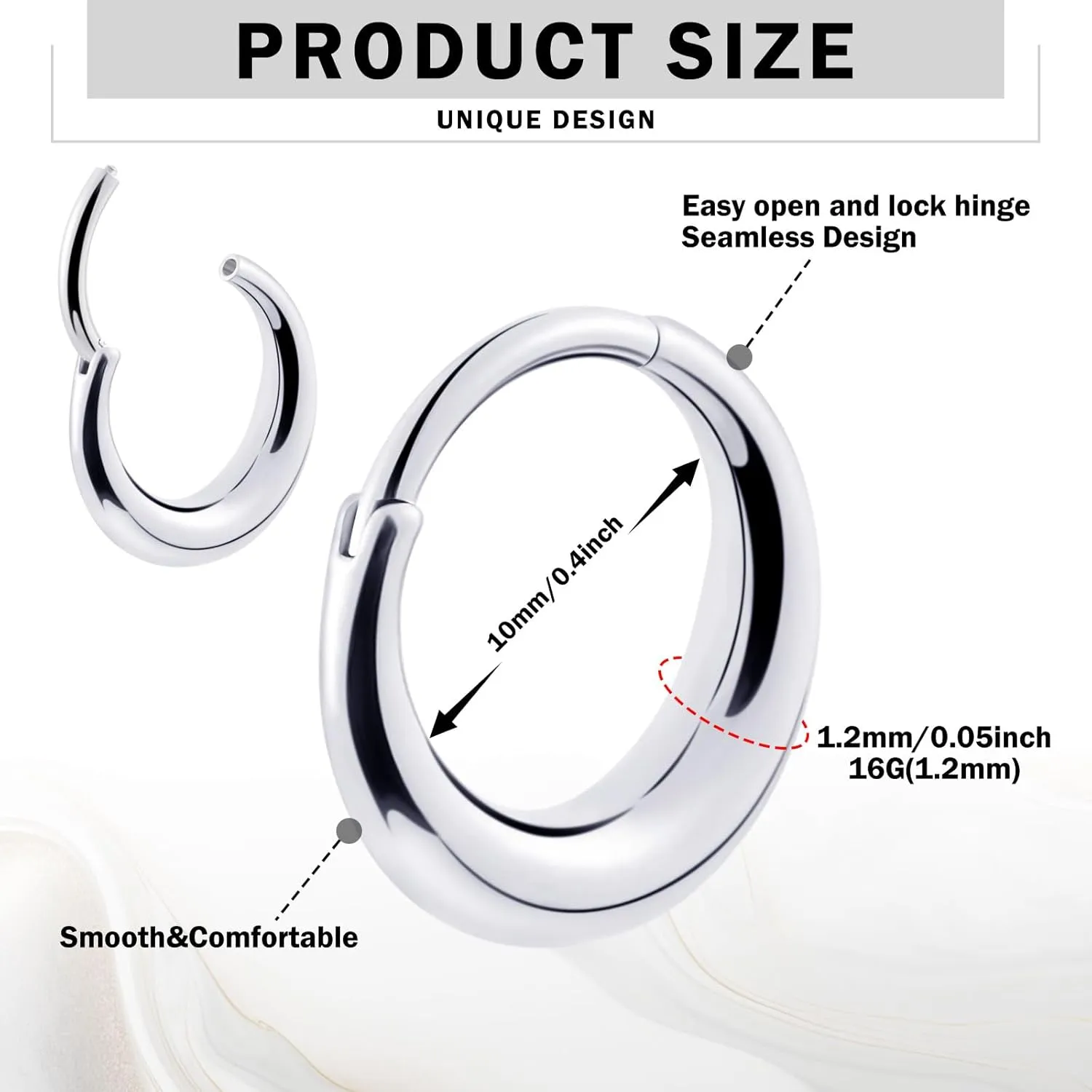 Longbeauty Septum Rings 16g Unique Septum Clicker Gold Black Nose Rings Surgical Steel Rook Helix Daith Piercing Jewelry for Women Men