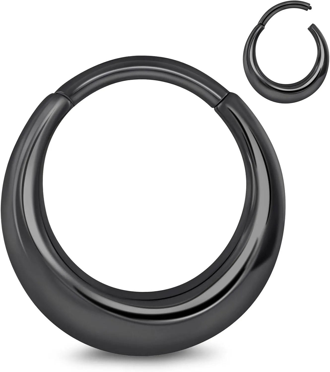 Longbeauty Septum Rings 16g Unique Septum Clicker Gold Black Nose Rings Surgical Steel Rook Helix Daith Piercing Jewelry for Women Men