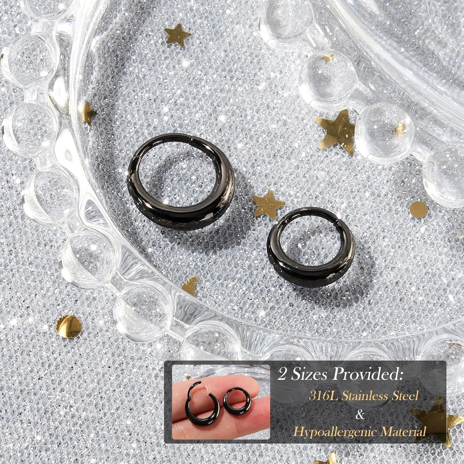 Longbeauty Septum Rings 16g Unique Septum Clicker Gold Black Nose Rings Surgical Steel Rook Helix Daith Piercing Jewelry for Women Men