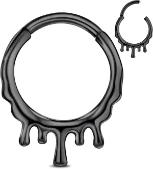 Longbeauty Septum Rings 16g Unique Septum Clicker Gold Black Nose Rings Surgical Steel Rook Helix Daith Piercing Jewelry for Women Men