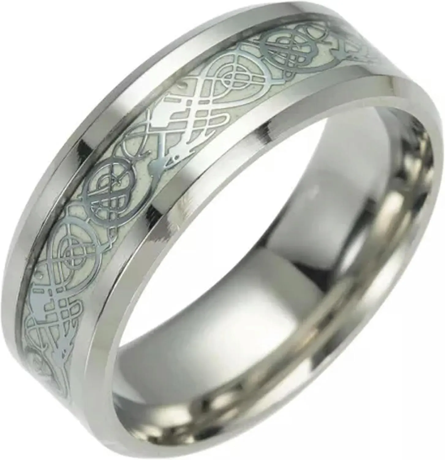 Luminous Ring Black Stainless Steel Ring Glowing Ring Couple in Jewelry/-gold-11