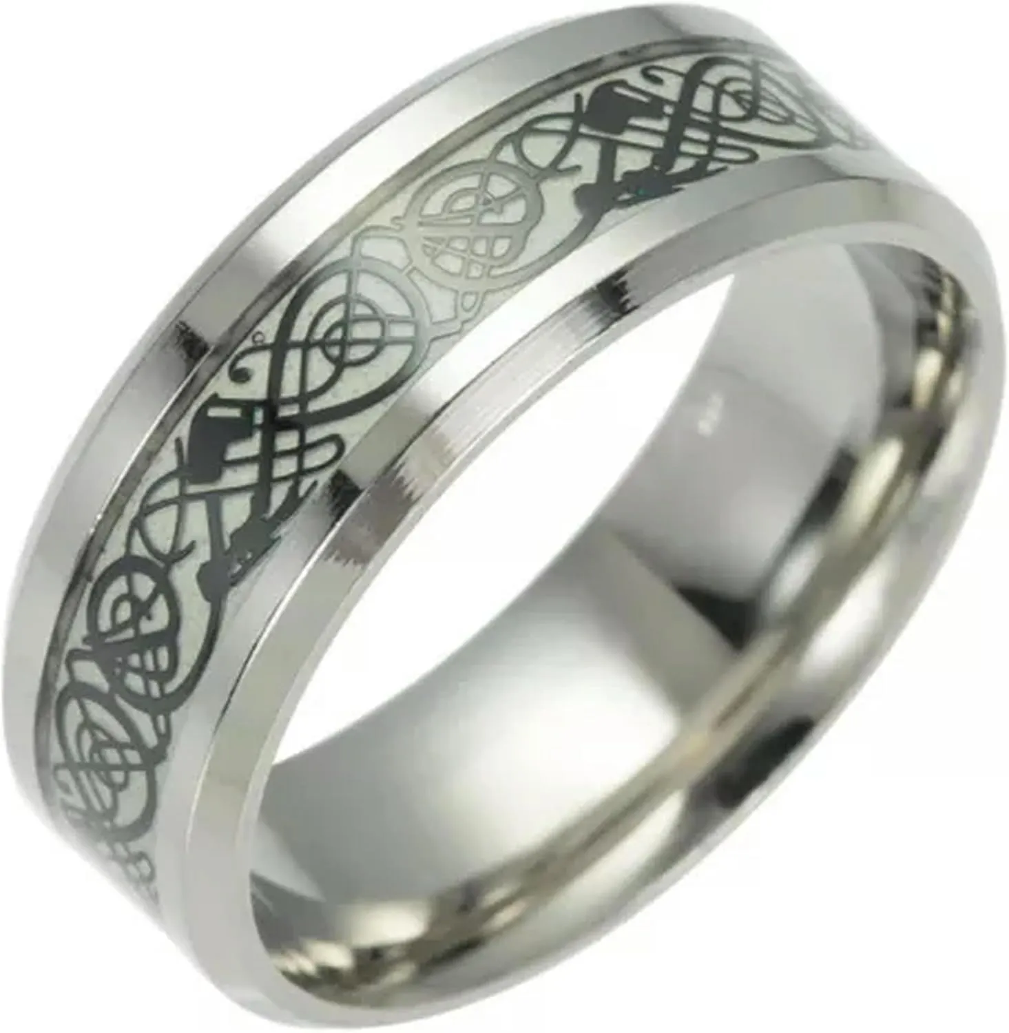 Luminous Ring Black Stainless Steel Ring Glowing Ring Couple in Jewelry/-gold-11