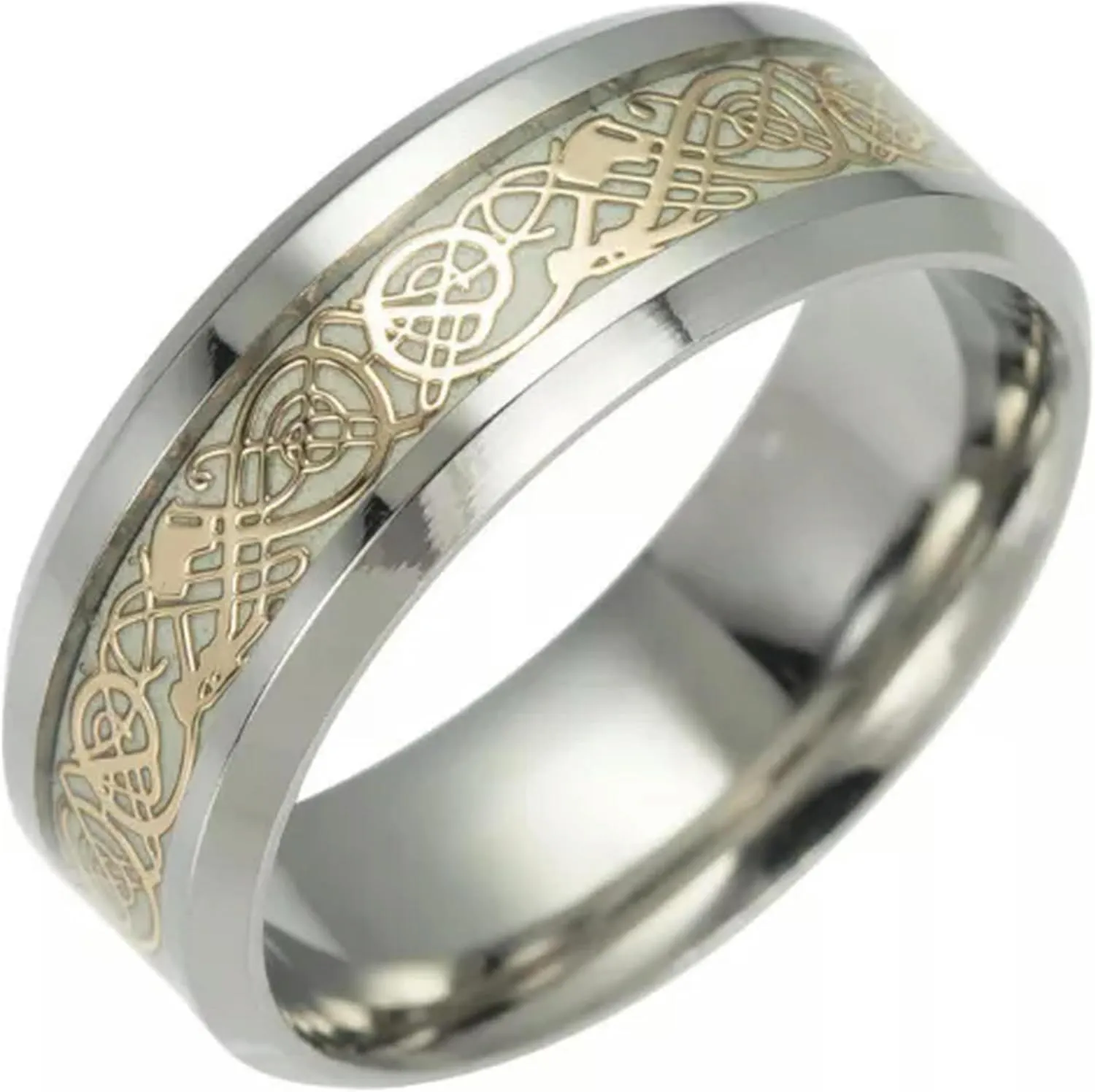 Luminous Ring Black Stainless Steel Ring Glowing Ring Couple in Jewelry/-gold-11