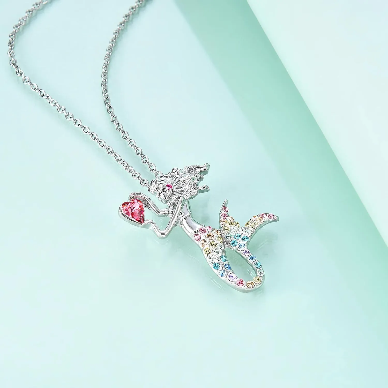 luomart Little Mermaid Necklaces for Girls,Unicorn Birthstone Pendant Jewelry Gifts Set for Women Teens