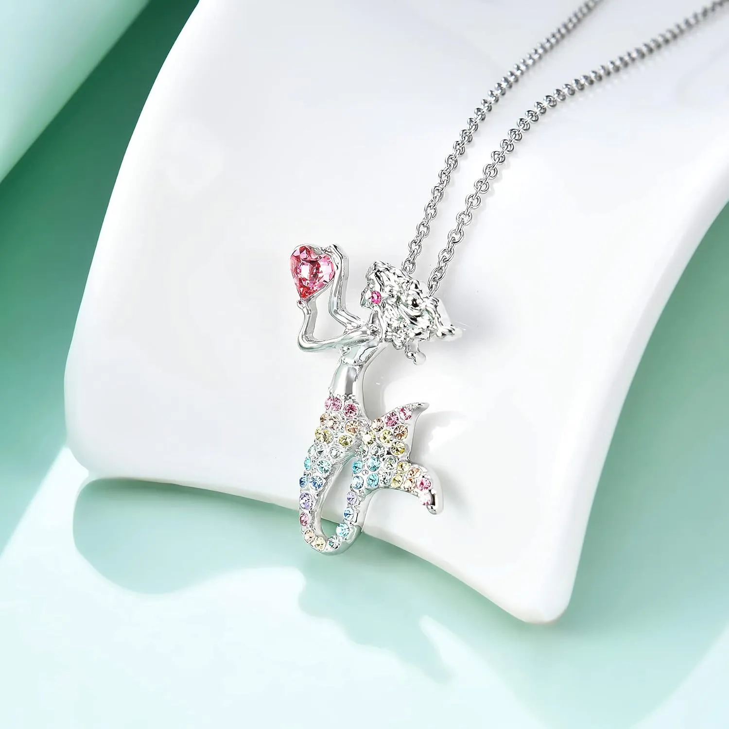 luomart Little Mermaid Necklaces for Girls,Unicorn Birthstone Pendant Jewelry Gifts Set for Women Teens