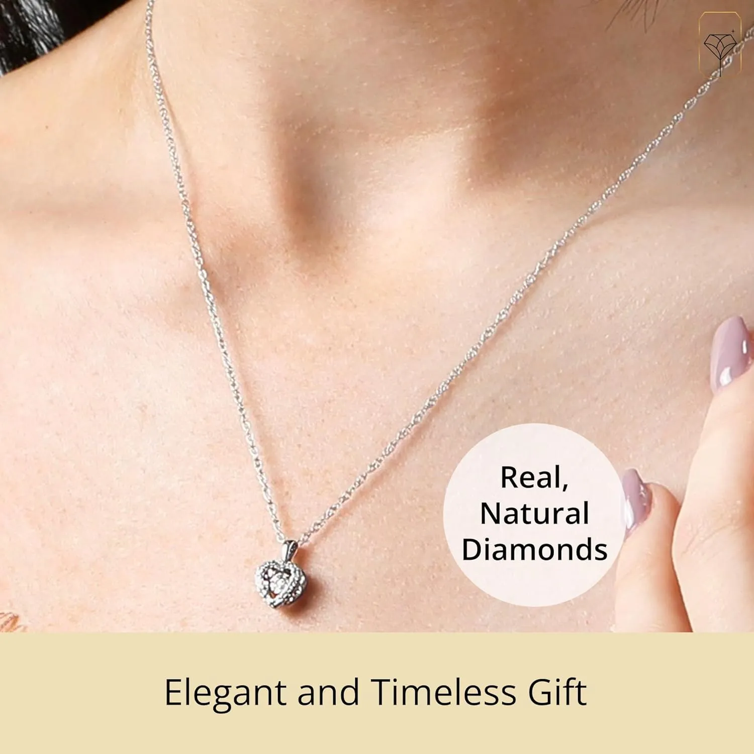 MAX   STONE Dancing Diamond Necklace for Women | Sterling Silver Pendant With 18 Inch Chain | Real Diamond Jewelry