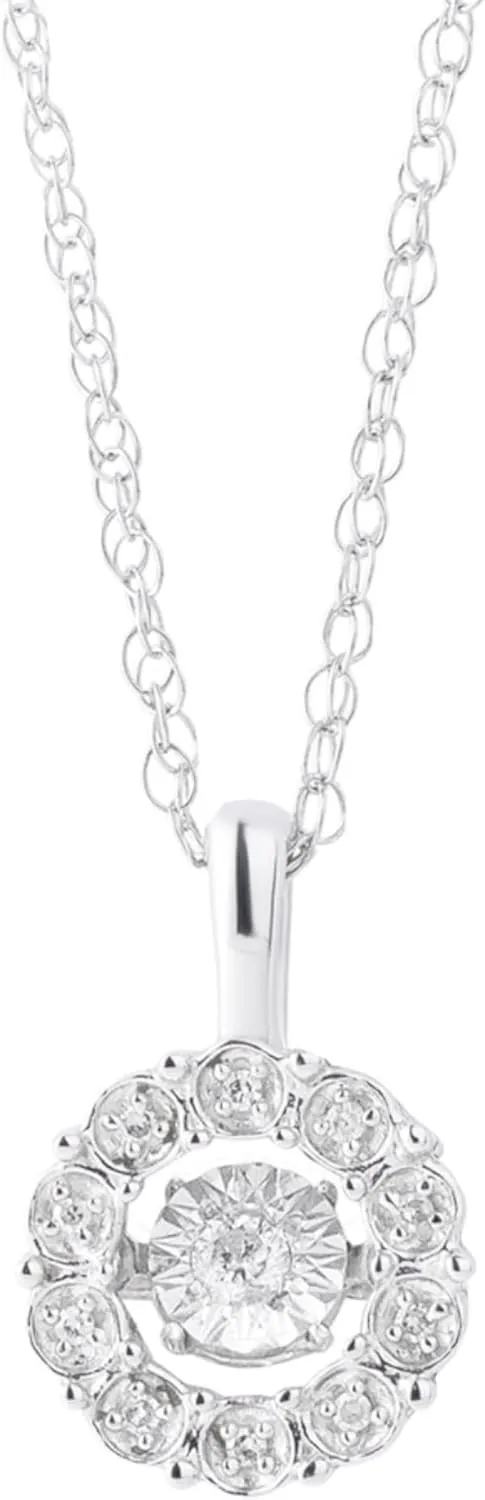 MAX   STONE Dancing Diamond Necklace for Women | Sterling Silver Pendant With 18 Inch Chain | Real Diamond Jewelry