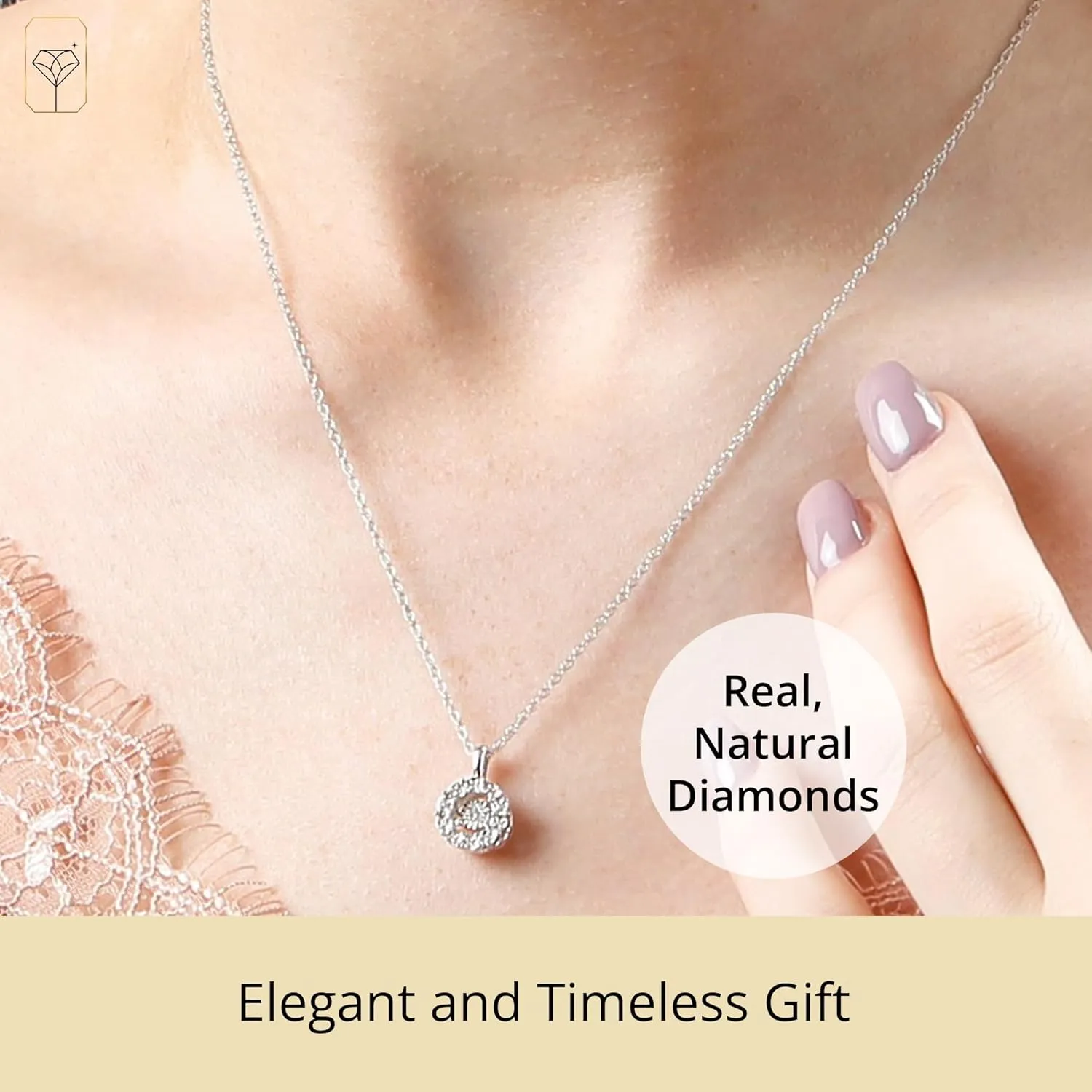 MAX   STONE Dancing Diamond Necklace for Women | Sterling Silver Pendant With 18 Inch Chain | Real Diamond Jewelry
