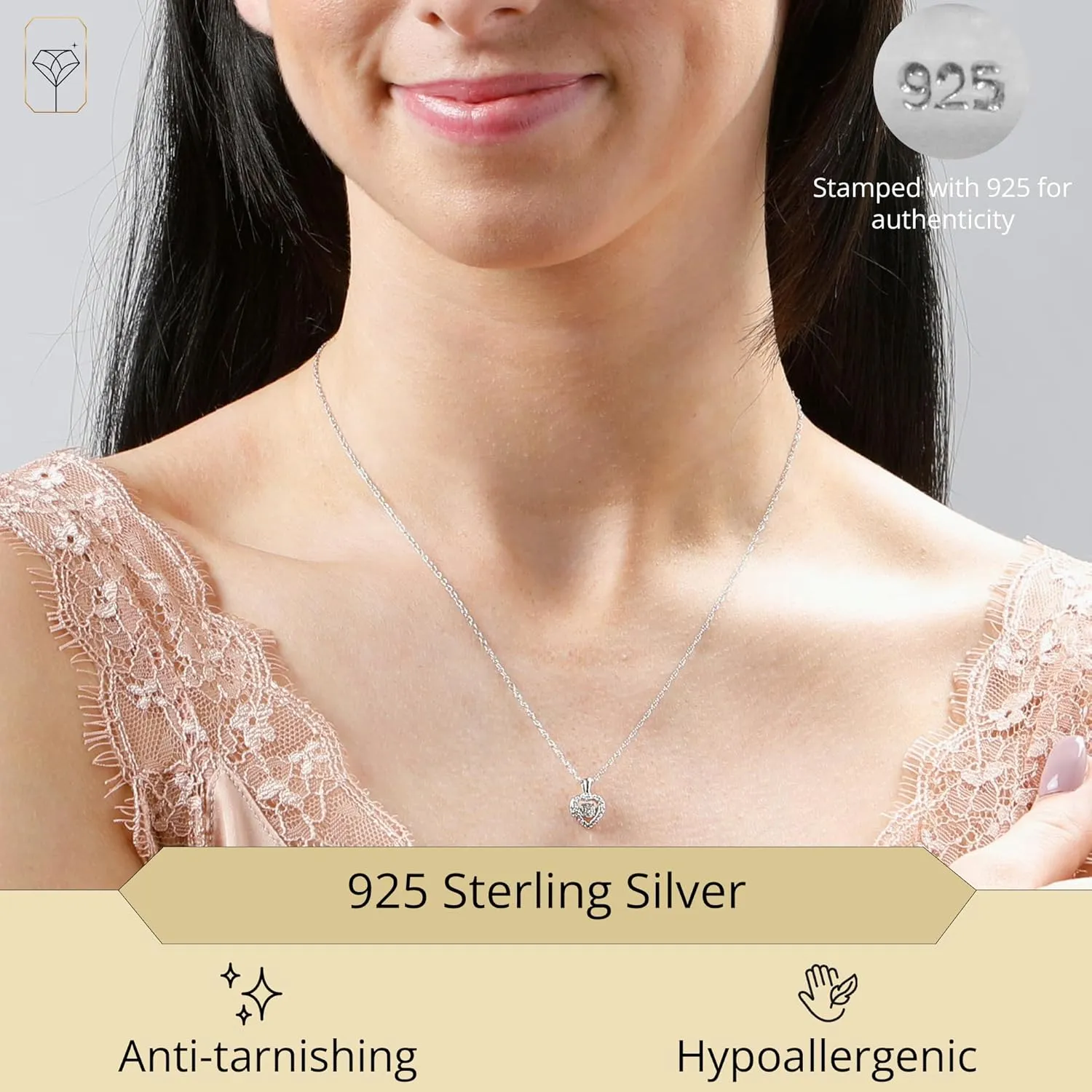 MAX   STONE Dancing Diamond Necklace for Women | Sterling Silver Pendant With 18 Inch Chain | Real Diamond Jewelry