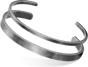 MEALGUET Stainless Steel Mens Cuff Bracelet : Minimal Cool Antique Retro/Silver/Black Open Metal Cuff Bangle Bracelets for Men Boy,65mm,