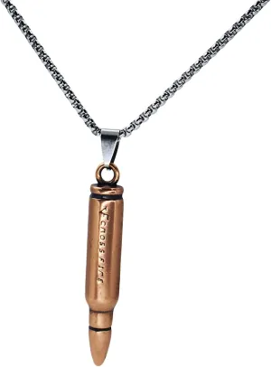 Men's Alloy Pendant Vintage Imitation Bullet Necklace, Stainless Steel Chain 24 Inches