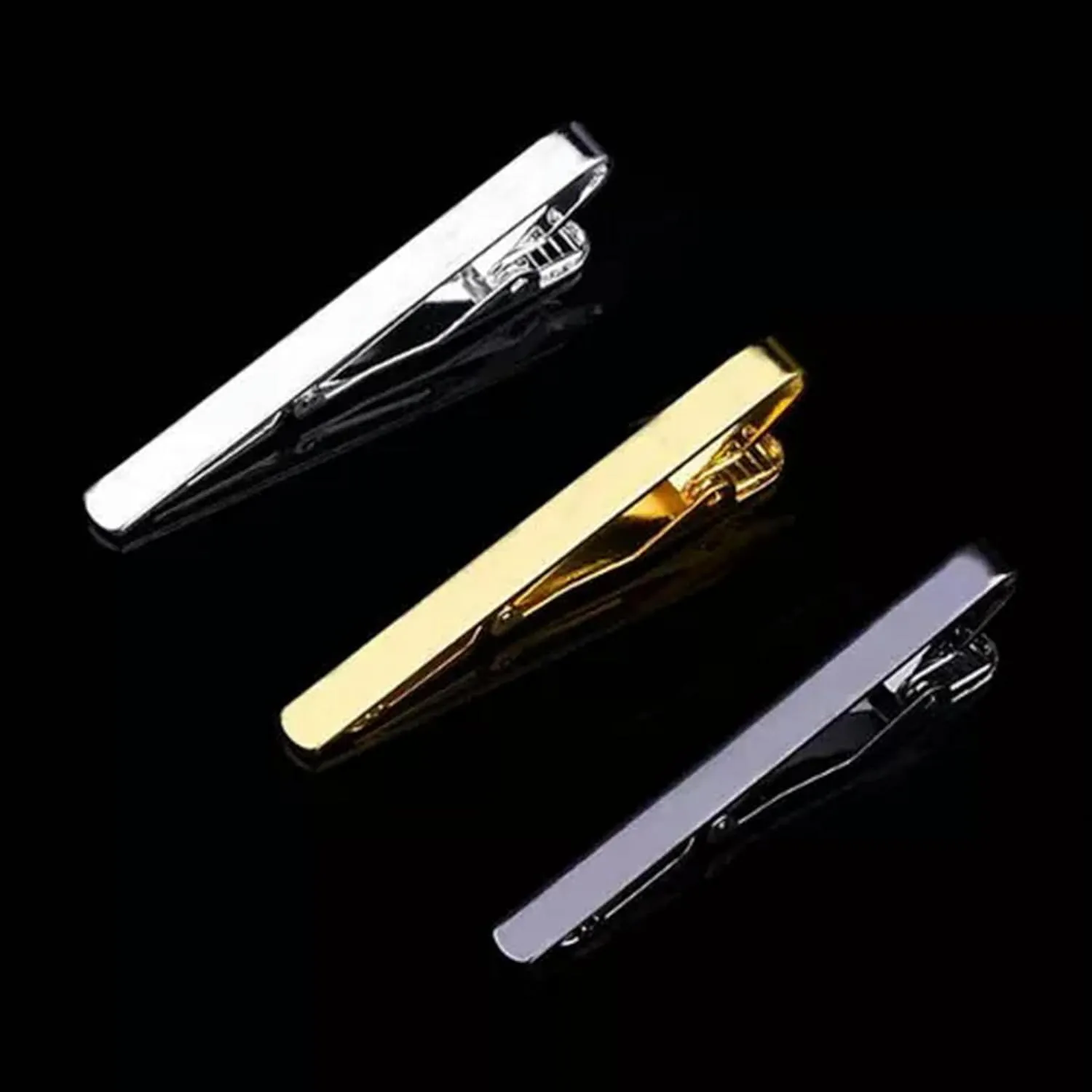Mens Copper Tie Clip Necktie Clasp Clamp Pin Party Jewelry Gift-Silver