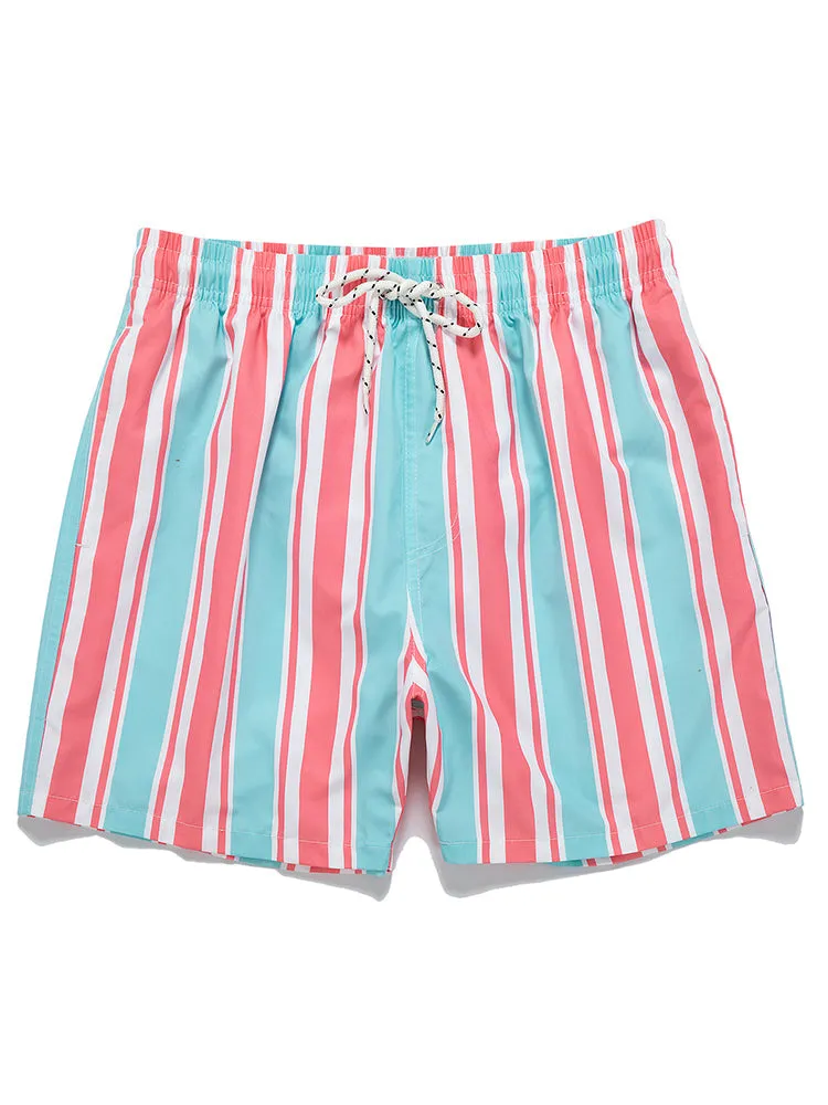 Men's Drawstring Leisure Striped Swim Shorts