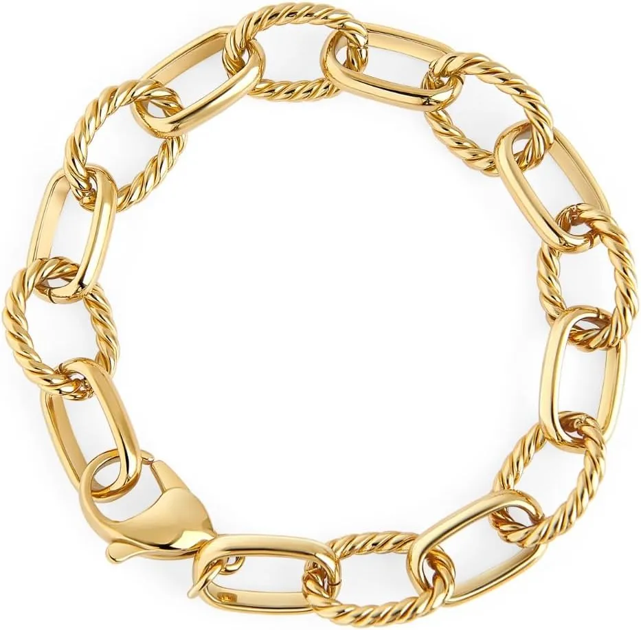 MIA Jewelry Cecilia Chain Hypoallergenic Bracelet - Valentines Day & Mothers Day Gifts - PVD Gold Plated Bracelets, 316L Stainless Steel Women Paperclip Bracelet, Fashion Jewelry Birthday Gifts for