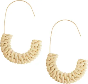 MINACHI Boho Handwoven Rattan Dangle Drop Earrings, Bohemian Summer Beach Statement Jewelry Gift for Women (1)